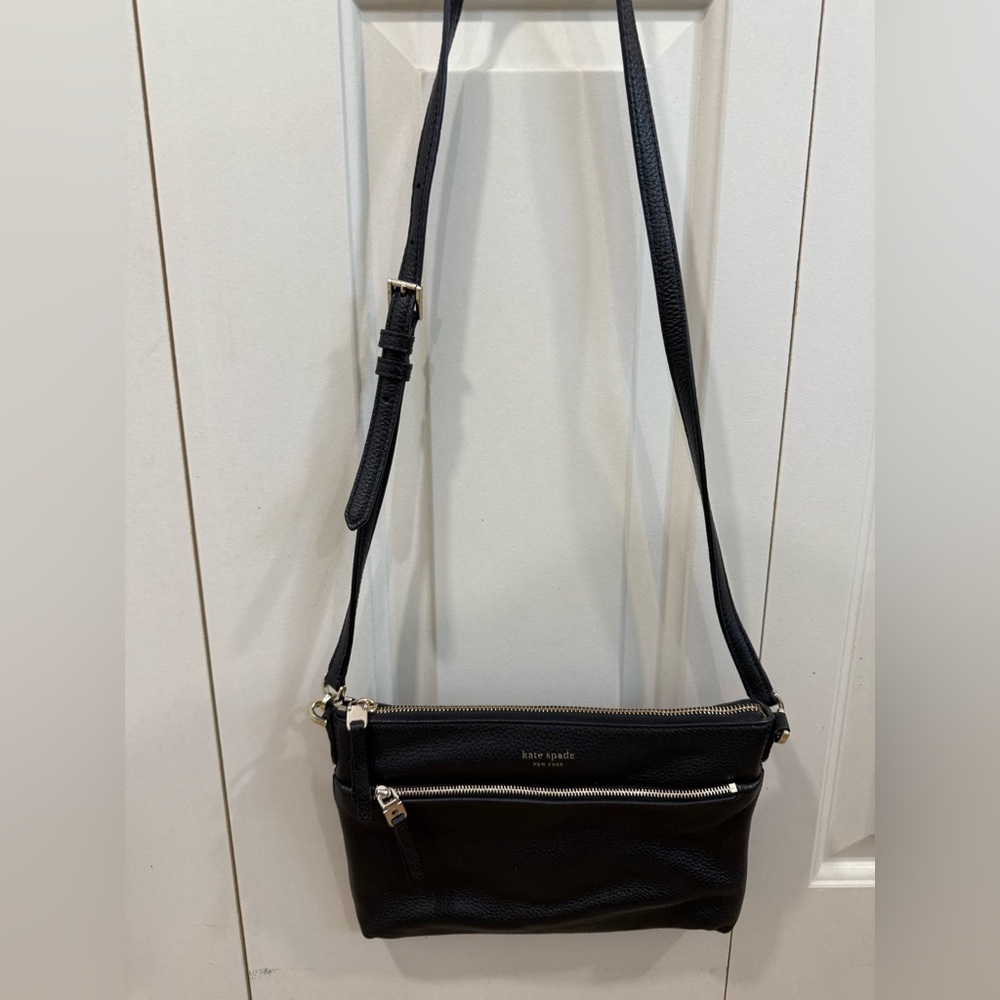 Kate Spade Black Shoulder Bag with Silver Zippers